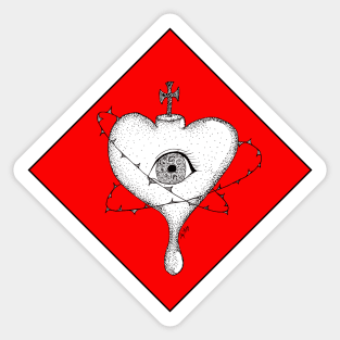 Sacred Heart in Red Diamond Sticker